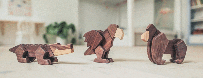 Fablewood designer trefigurer som kan skilles ved hjelp av magneter, noe som gir mulighet for lek og kreativitet